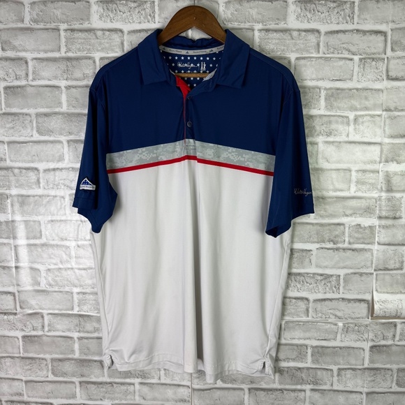 Walter Hagen x Folds of Honor Patriotic Colorblock Performance Golf Polo LARGE - Picture 2 of 8